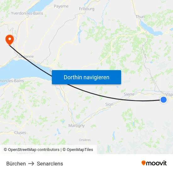 Bürchen to Senarclens map