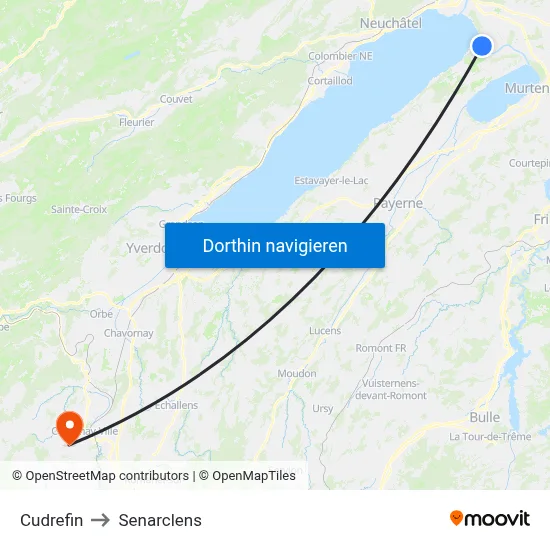Cudrefin to Senarclens map