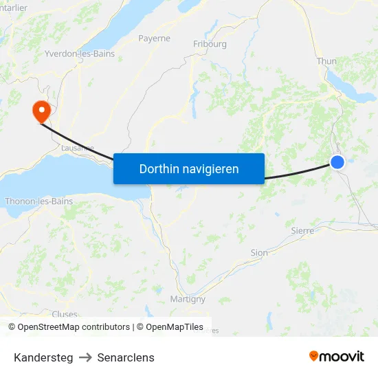 Kandersteg to Senarclens map