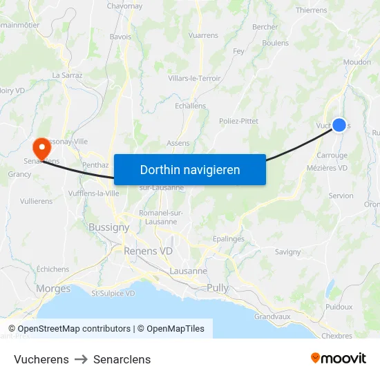 Vucherens to Senarclens map