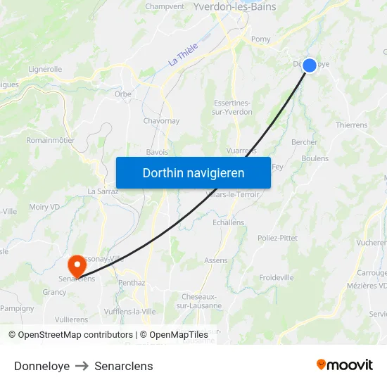 Donneloye to Senarclens map