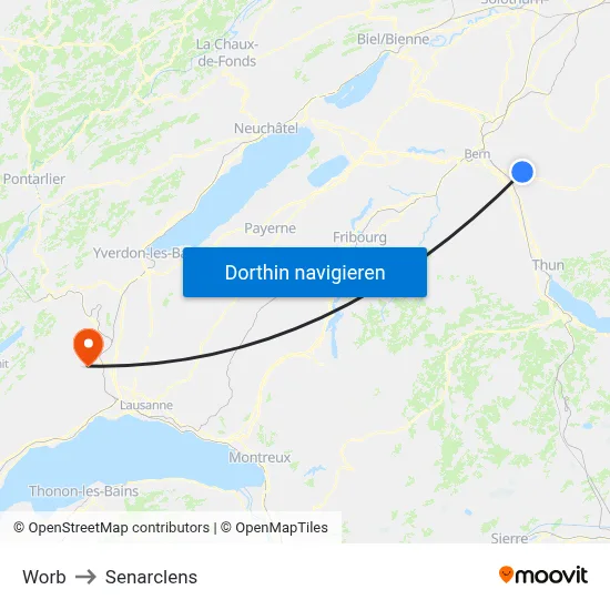 Worb to Senarclens map
