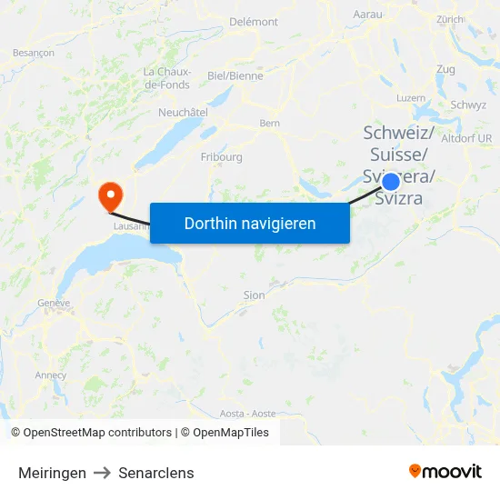 Meiringen to Senarclens map