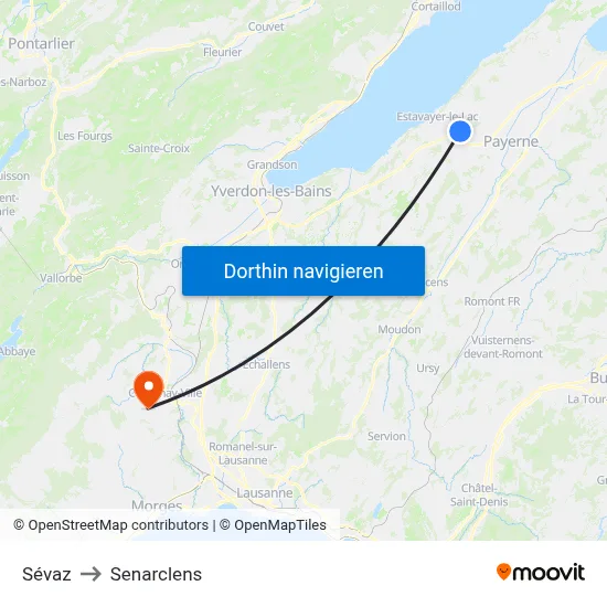 Sévaz to Senarclens map