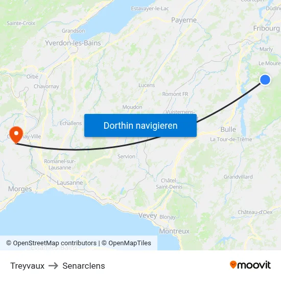 Treyvaux to Senarclens map
