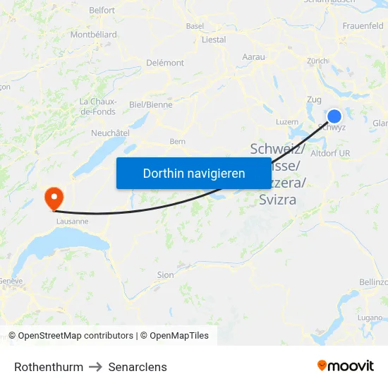 Rothenthurm to Senarclens map