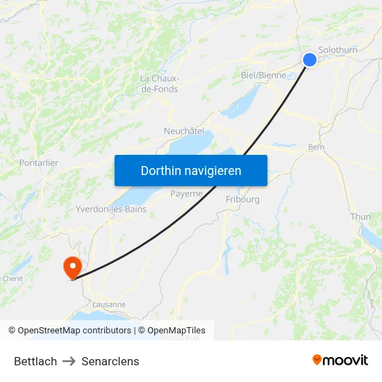 Bettlach to Senarclens map