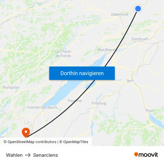 Wahlen to Senarclens map