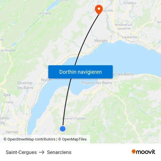 Saint-Cergues to Senarclens map
