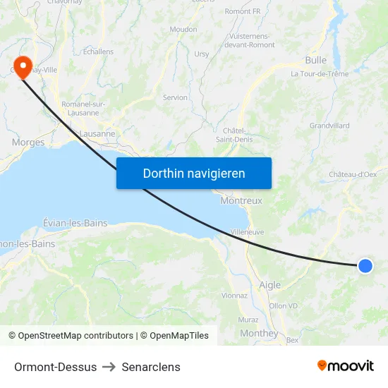 Ormont-Dessus to Senarclens map