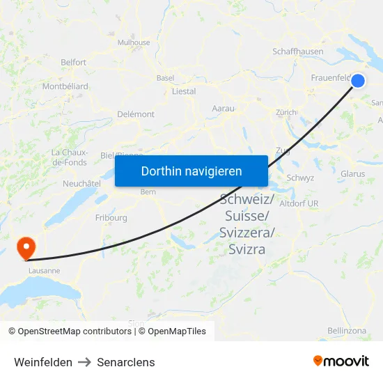 Weinfelden to Senarclens map