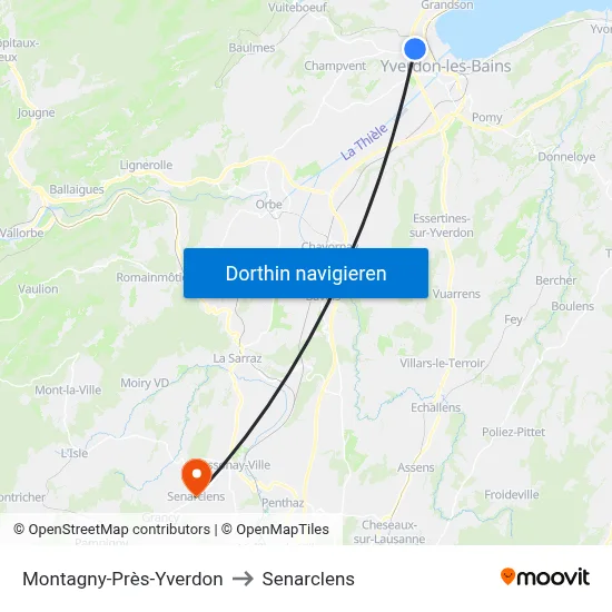 Montagny-Près-Yverdon to Senarclens map