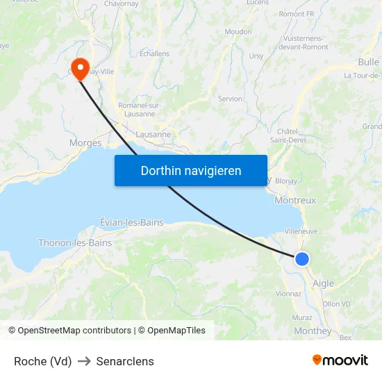 Roche (Vd) to Senarclens map