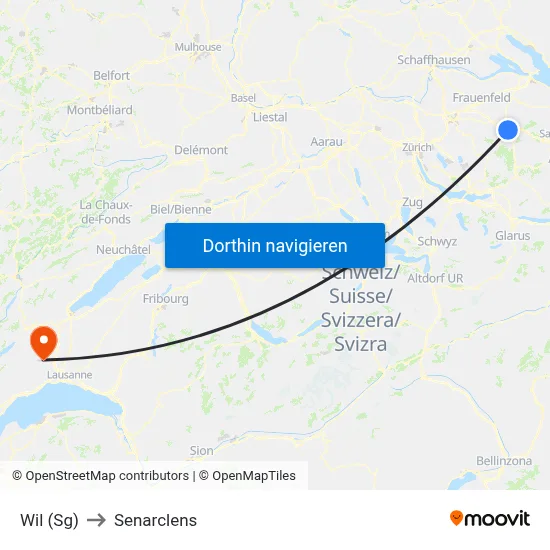 Wil (Sg) to Senarclens map