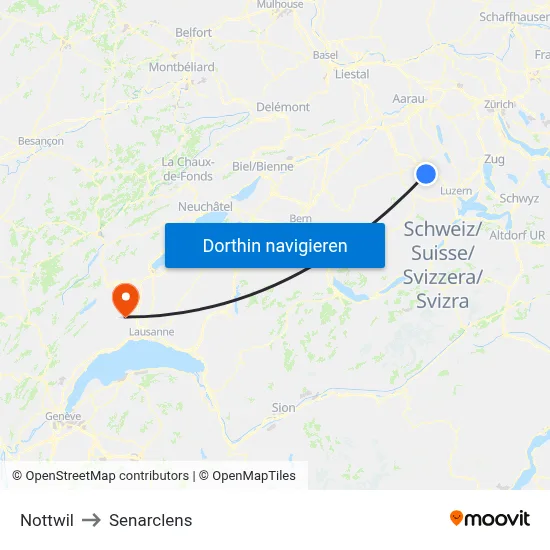 Nottwil to Senarclens map