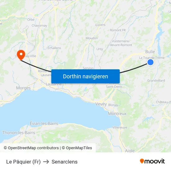 Le Pâquier (Fr) to Senarclens map