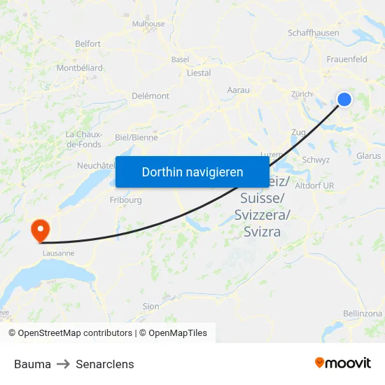 Bauma to Senarclens map
