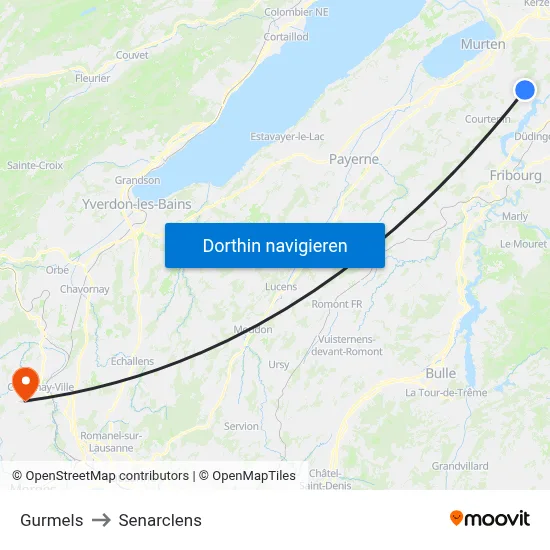Gurmels to Senarclens map