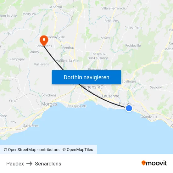 Paudex to Senarclens map