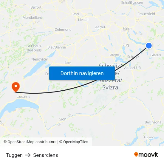 Tuggen to Senarclens map
