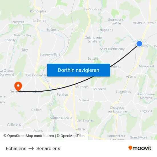 Echallens to Senarclens map