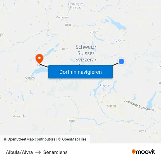 Albula/Alvra to Senarclens map