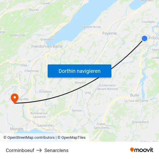 Corminboeuf to Senarclens map