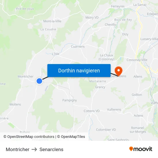 Montricher to Senarclens map