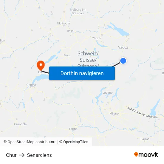 Chur to Senarclens map