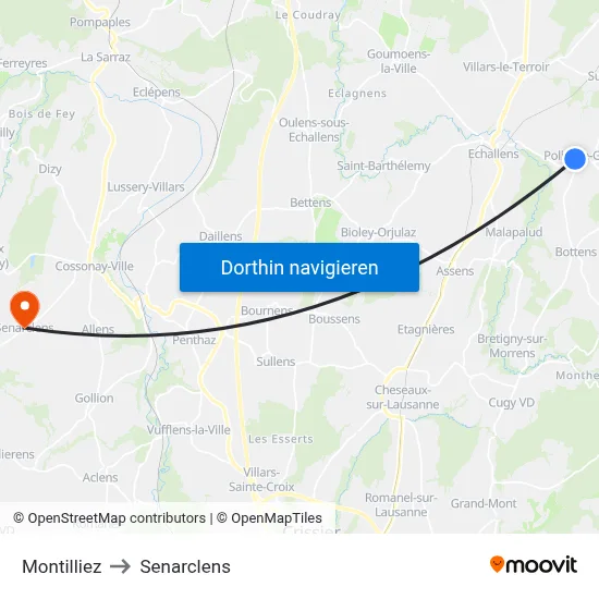 Montilliez to Senarclens map