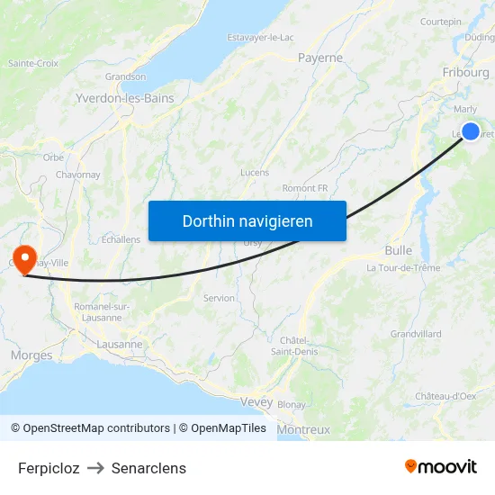 Ferpicloz to Senarclens map