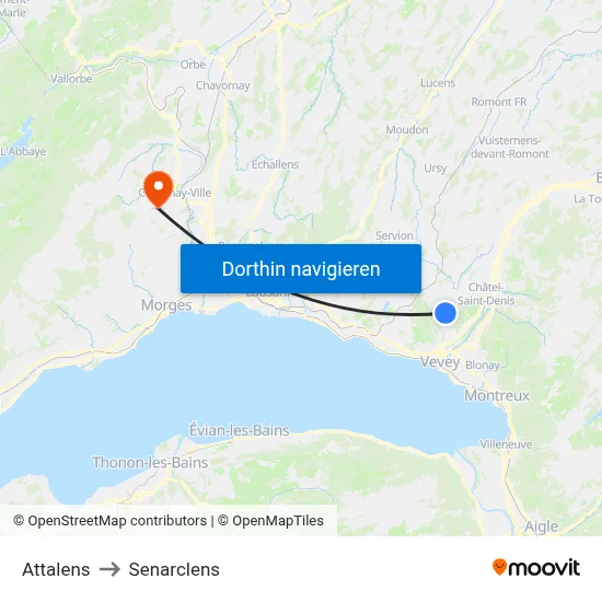 Attalens to Senarclens map