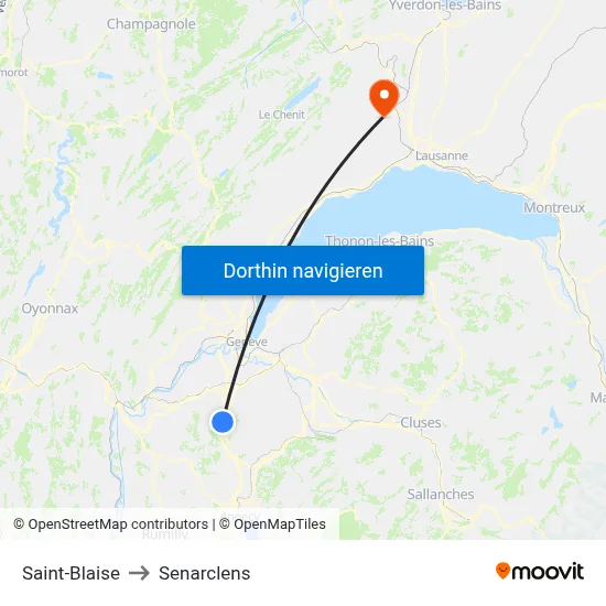Saint-Blaise to Senarclens map