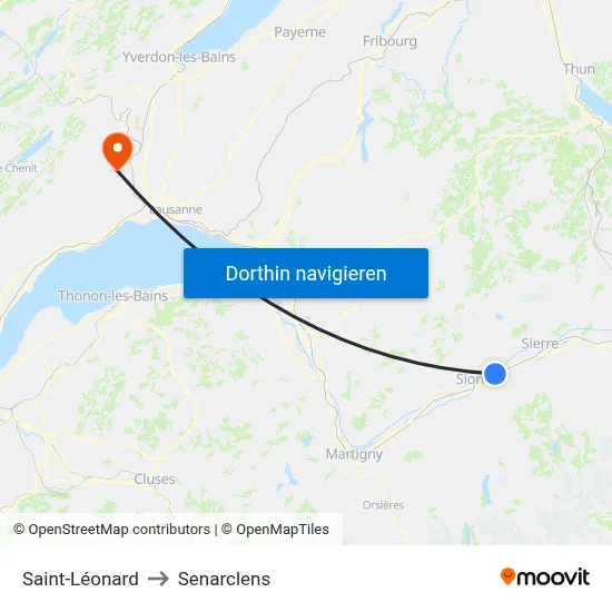 Saint-Léonard to Senarclens map
