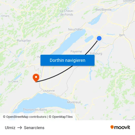 Ulmiz to Senarclens map