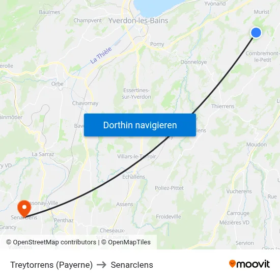 Treytorrens (Payerne) to Senarclens map