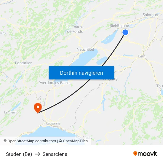 Studen (Be) to Senarclens map