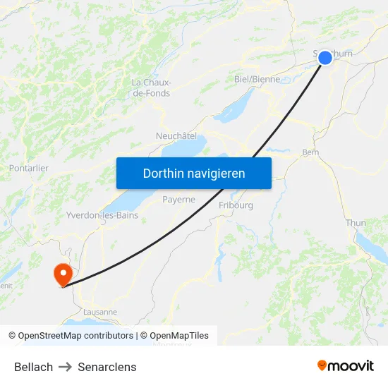 Bellach to Senarclens map