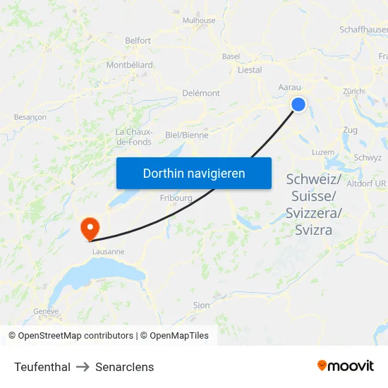 Teufenthal to Senarclens map