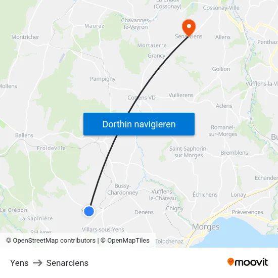 Yens to Senarclens map