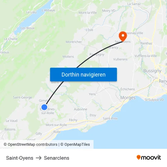 Saint-Oyens to Senarclens map
