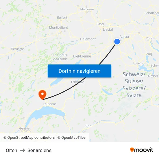 Olten to Senarclens map