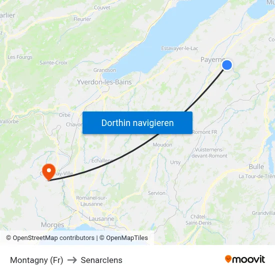 Montagny (Fr) to Senarclens map