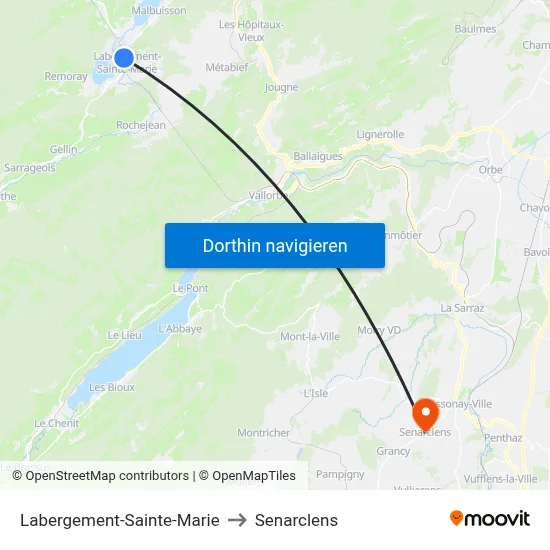 Labergement-Sainte-Marie to Senarclens map