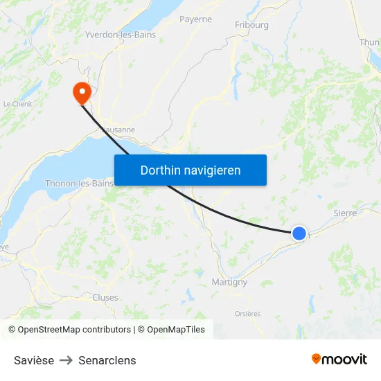 Savièse to Senarclens map