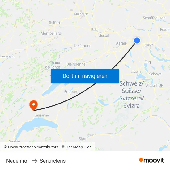 Neuenhof to Senarclens map