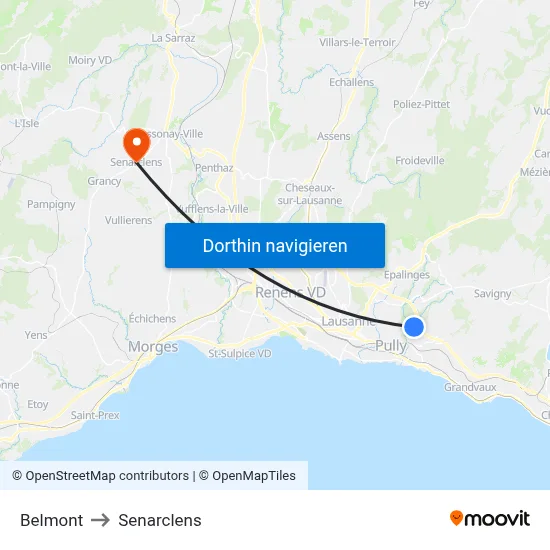 Belmont to Senarclens map