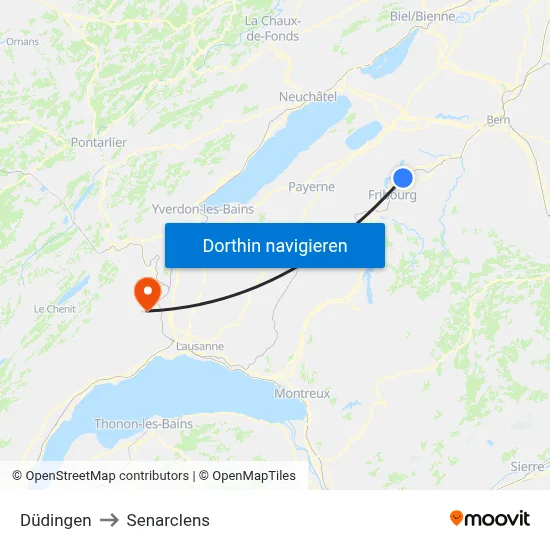Düdingen to Senarclens map