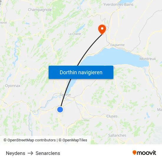 Neydens to Senarclens map
