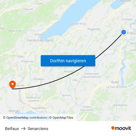 Belfaux to Senarclens map